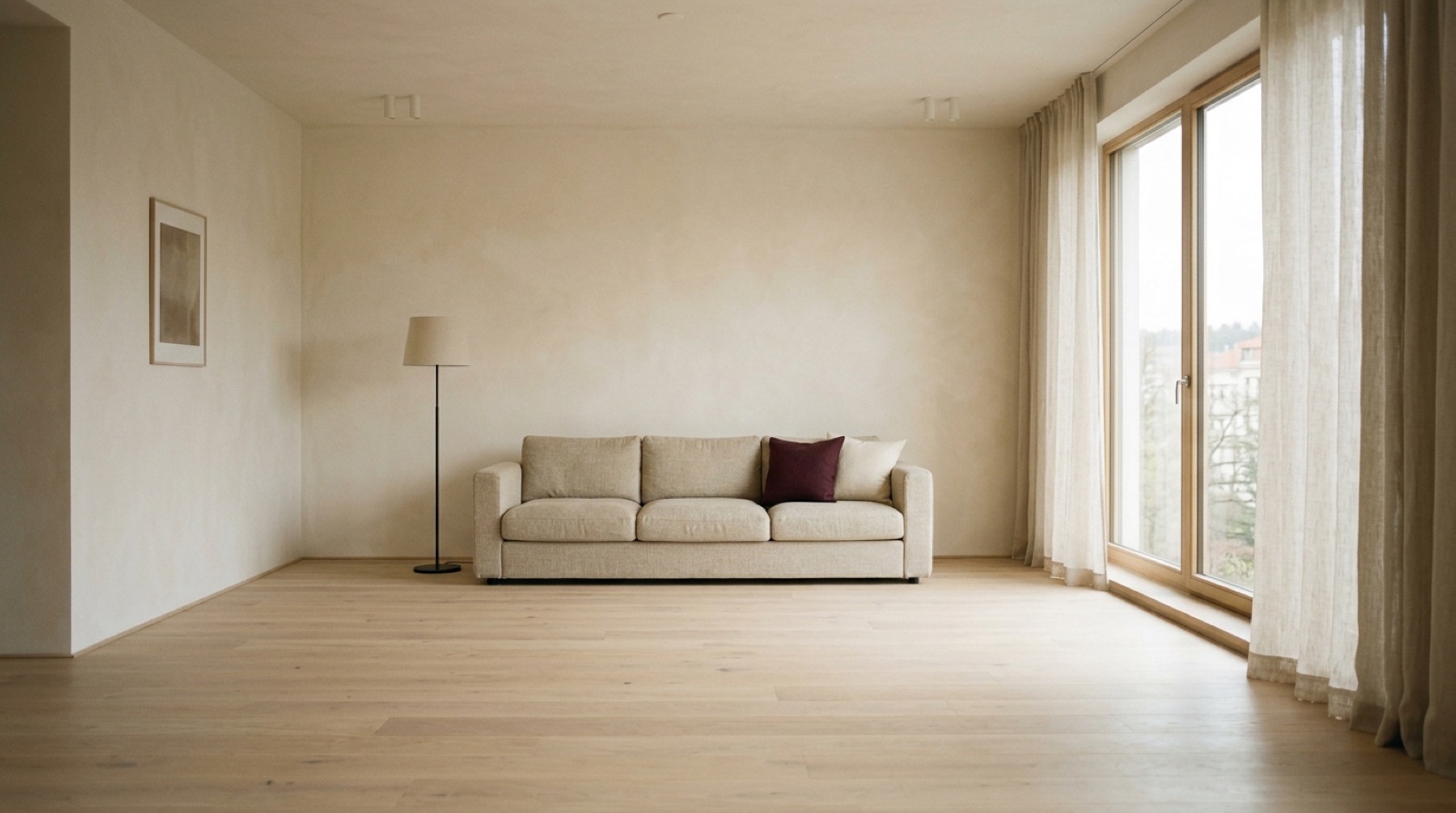 Světlý minimalistický obývací pokoj